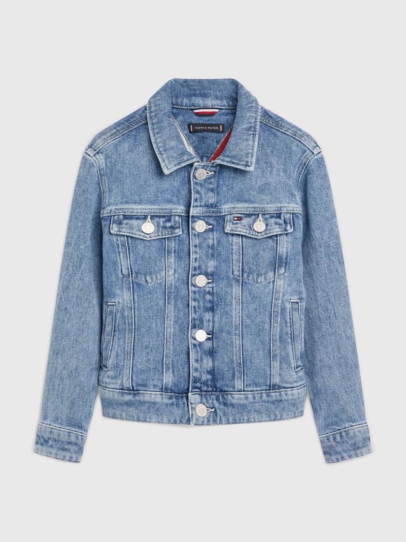 Lány Tommy Hilfiger Denim trucker Kabát Kék | HU 1794XYU